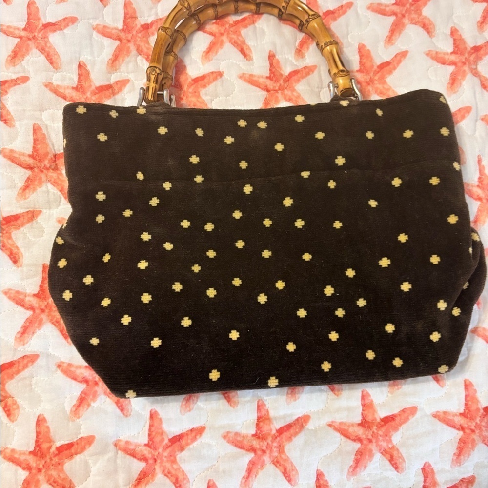 Vintage Brown and Tan Polka Dot Bag - Picture 1 of 5